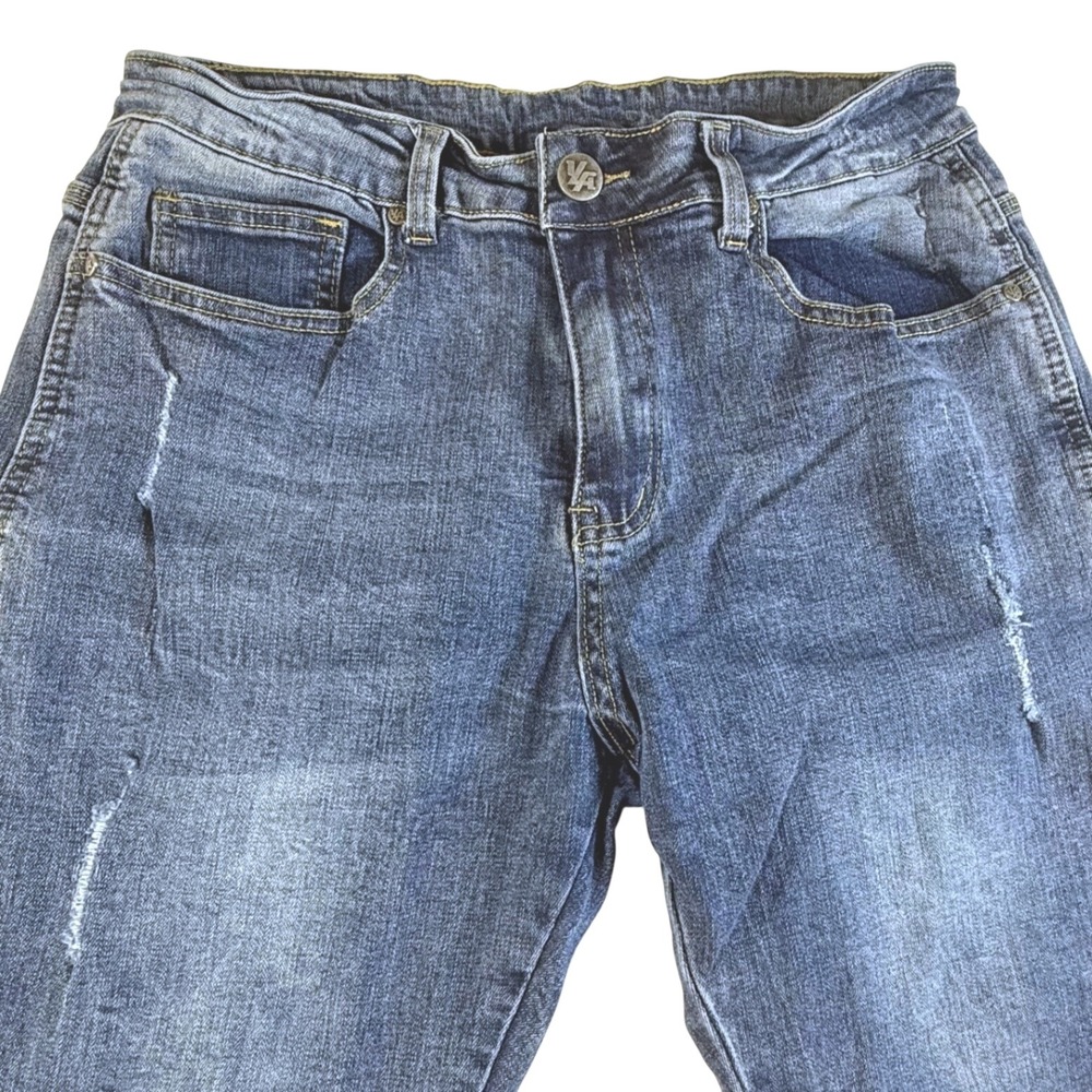 YoungLA 607 Distressed Skinny Jeans Mens 34x30 Ripped Athletic Fit‎ Blue Denim